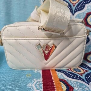 Valentino Orlandi Cream Quilted Crossbody Bag